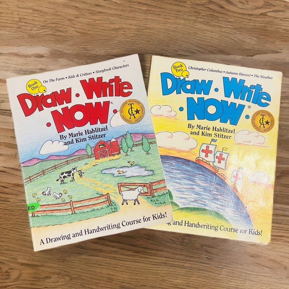 Draw Write Now Book 1 & 2 Homeschool Set Kids Handwritten Storybook Characters